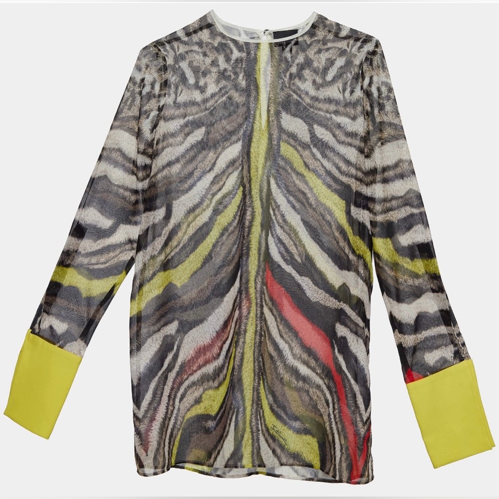 Just Cavalli-Multicolor Animal Printed Chiffon Tunic Size: Small (IT 38)